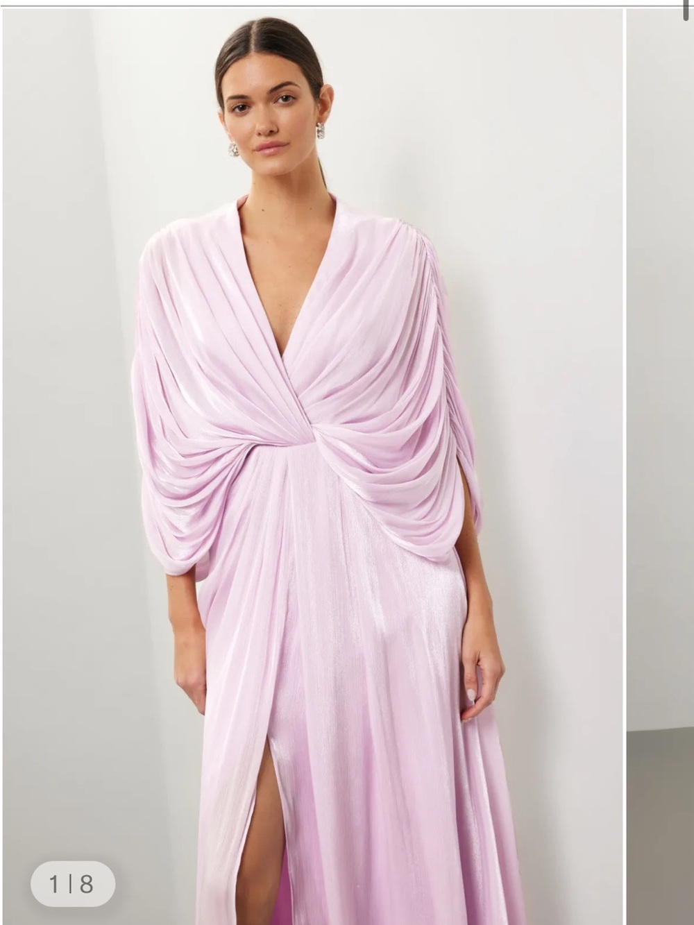 Elegant Lilac Draped V-Neck Evening Dress